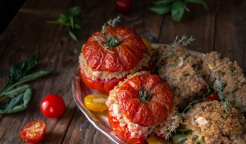 Légumes farcis végétariens au quinoa, recette vegan et sans gluten