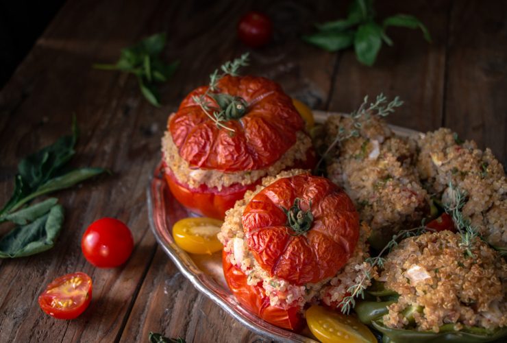 Légumes farcis végétariens au quinoa, recette vegan et sans gluten