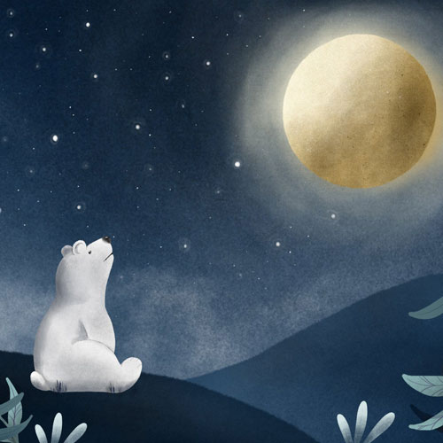 Carte postale illustration ours polaire "Moon bear"